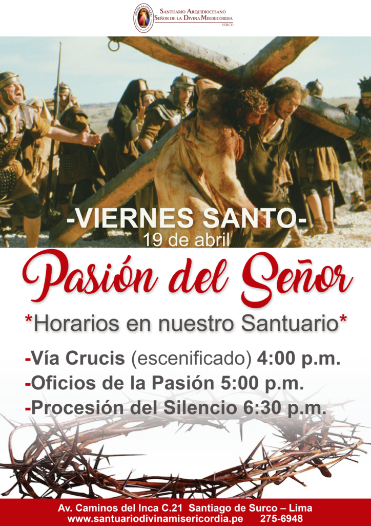 Horario Celebraciones de Viernes Santo Santuario Arquidiocesano